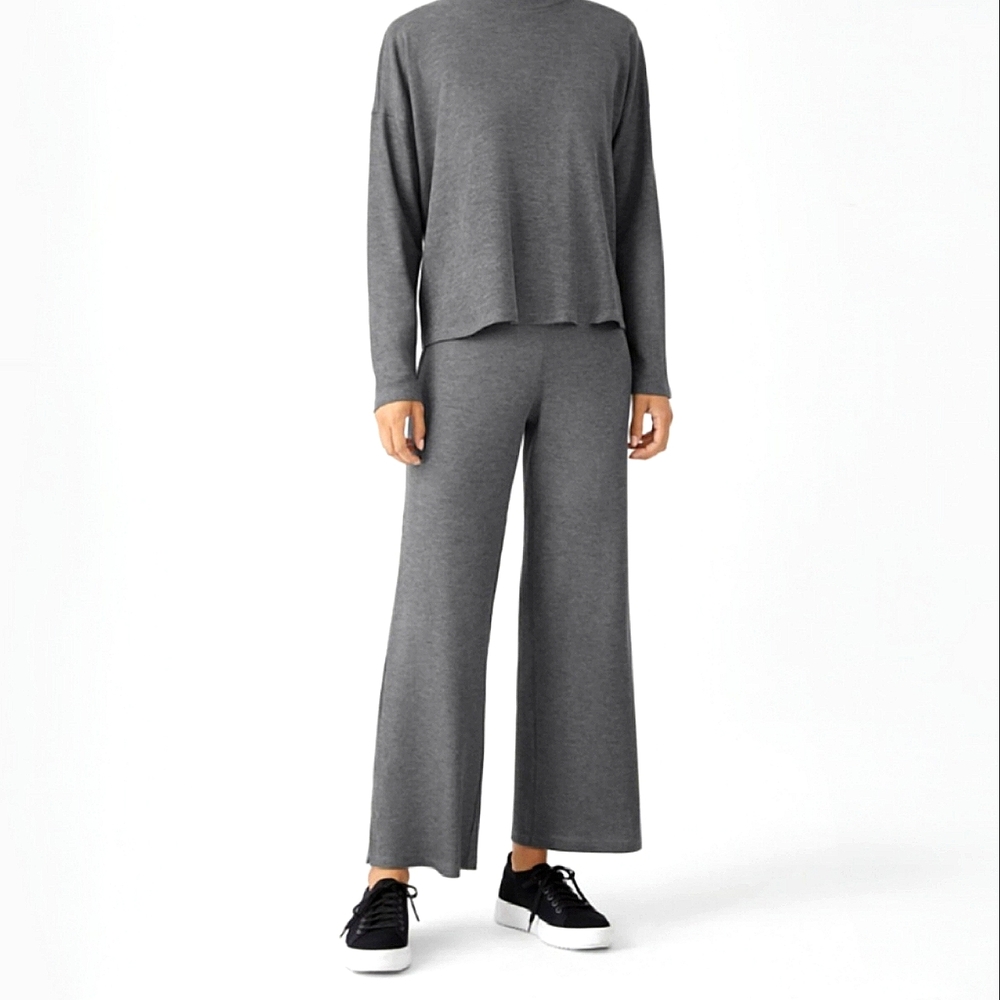 NWT  Eileen Fisher Cozy Waffle Knit Straight Pant